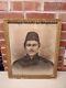 1860s Civil War Union Soldier Large Framed Crayon Portrait Photo Please READ