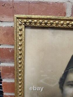 1860s Civil War Union Soldier Large Framed Crayon Portrait Photo Please READ