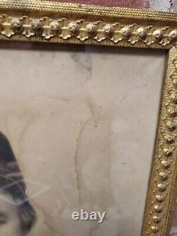 1860s Civil War Union Soldier Large Framed Crayon Portrait Photo Please READ