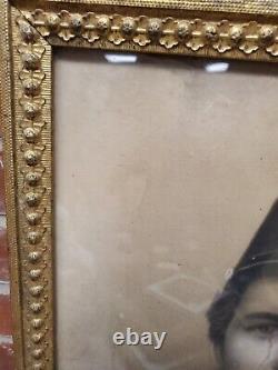 1860s Civil War Union Soldier Large Framed Crayon Portrait Photo Please READ