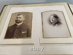 1860s POSEN LEATHER PHOTO ALBUM withFAMILY & CIVIL WAR SOLDIER CABINET PHOTOS 60pc