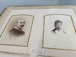 1860s POSEN LEATHER PHOTO ALBUM withFAMILY & CIVIL WAR SOLDIER CABINET PHOTOS 60pc