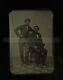 1860s Tintype Photo Dashing Casual Civil War Soldier & Seated Friend or Brother
