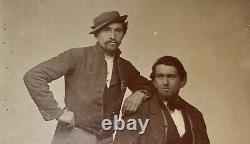 1860s Tintype Photo Dashing Casual Civil War Soldier & Seated Friend or Brother