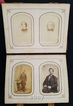 1860s antique PHOTO ALBUM wash dc CIVIL WAR SOLDIER and FAMILY tin type cdv