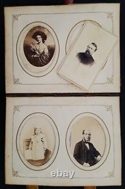 1860s antique PHOTO ALBUM wash dc CIVIL WAR SOLDIER and FAMILY tin type cdv