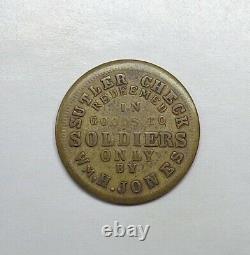(1861-65) US Civil War Sutler Token Wm. H. Jones, Soldiers Only (R8)