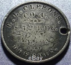 1861 CIVIL WAR SOLDIER'S George Washington Medal DOG TAG, 87th Regiment NEW YORK