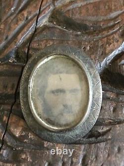 1861 CIVIL War Soldier Photo Identified Tintype Sterling Silver Pin Plate