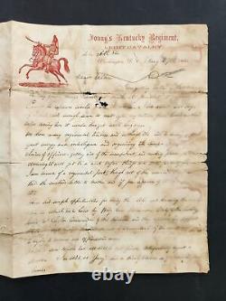 1861 antique CIVIL WAR SOLDIER LETTER capt walten YOUNG'S KENTUCKY REG LIGHT CAV