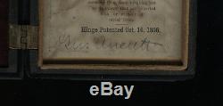 1862 Ambrotype Photo ID'd Civil War Soldier w Muster Card & AURORA RIFLES Banner