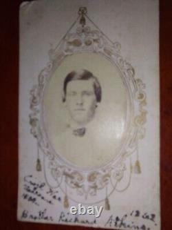 1862 CDV carte de visite Civil War soldier Richard Atkins antique photo Auburn