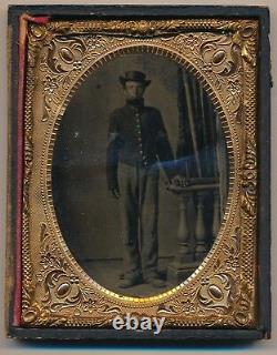 1862 Civil War Tintype Soldier in Full Uniform (Large and Detailed)