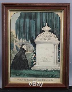 1863 Currier & Ives The Soldiers Memorial 14th Maine Civil War Engraving, Letter