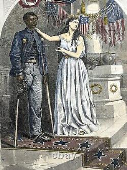 1863 Th. Nast CIVIL War African American Soldier Hero Harper's Weekly