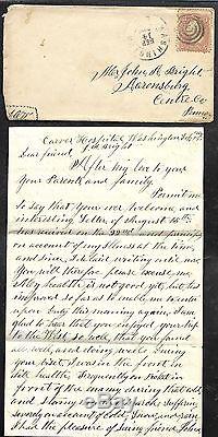 1864 CIVIL WAR Soldier Cover + Letter Carver Hospital in DC to Aaronsburg PA