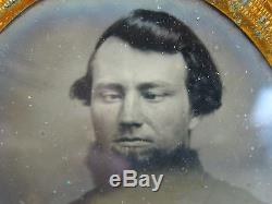1864 Civil War Soldier Tin Type Id'd 57th PA Vol 2 Locks of Hair in Union Case