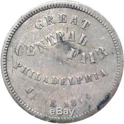 1864 Philadelphia Pennsylvania Silver Civil War Token Soldiers Sanitary Fair