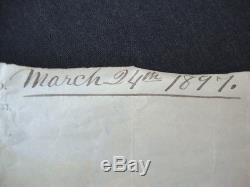 1865 U. S. Civil War Leather Cartridge Cap Box Pick Signed Letter Union Soldier