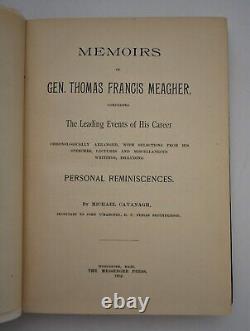 1892 Memoirs Gen. Thomas Francis Meagher First Edition Civil War Book Soldier VG