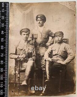 1919 Early Red Army Soldiers RUSSIAN Civil War Revolver Guys Men Antique Photo