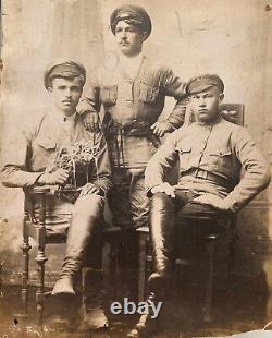 1919 Early Red Army Soldiers RUSSIAN Civil War Revolver Guys Men Antique Photo