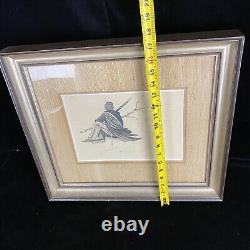 1970 Artist Sketch Of American Civil War Soldier Framed Signed Winter Watch