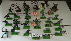 1971 BRITAINS Ltd Deetail Civil War 31 Piece Lot Soldiers Mounted Trees