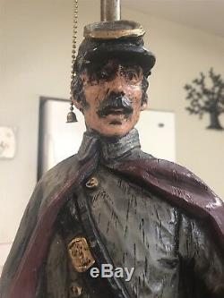 1971 Dunning Industries Rare Confederate Soldier Civil War Lamp Wood