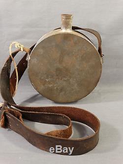 19thC Antique CIVIL WAR Confederate Style TIN DRUM Tinware CANTEEN SOLDIER RELIC
