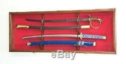 2-4 Sword Display Case Cabinet Rack Military Navy Civil War Samurai Medievel