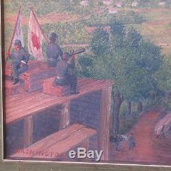 2 John Metheny Listed Antique Painting Illustration Original CIVIL War Soldiers
