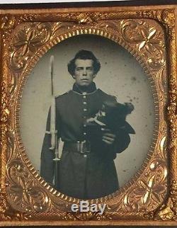 3 Beautiful US Civil War Soldier tintype photos uniform and armed