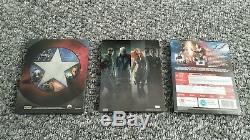 3 Captain America Blu ray Steelbooks, First Avenger, Winter Soldier & Civil War