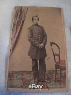 3 Civil War Carte de Visites Union Soldiers in Uniform Original Folk Art Frame