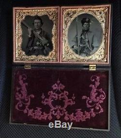 3 US Civil War Soldier Tintype photos Union/confederate, double armed with dog tag