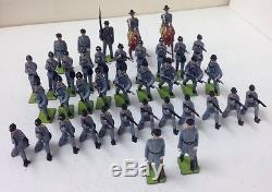 38 Vtg John Hill & Co Civil War Toy Lead Confederate Infantry Soldiers