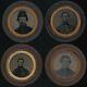 (4) Civil War Soldiers Uniform Kepi Tintypes In Thermoplastic Oreo Cases O176