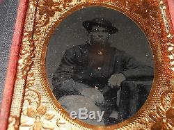 (4) Different Civil War Soldiers 1/9 Plate Tintype & Full Cases