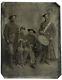 4 Soldiers, Rifles, Drummer, Swords, Post Civil War Period Tintype