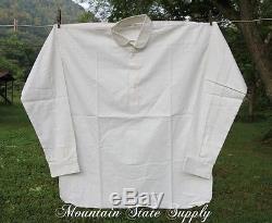 44 Small Civil War Reenactors Soldiers White Muslin Cotton Long Sleeve Shirt