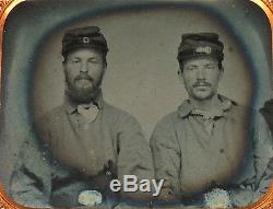 6th Plate Ambrotype Photo, 2 Civil War Soldiers, Confederate w. Full Case
