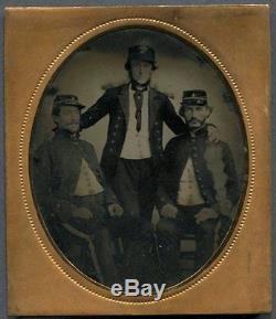 6th Plate Ambrotype of Three Unknown Civil War Soldiers Union or Confederate
