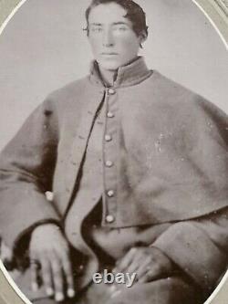 6x9 Wolever Cabinet Photo Civil War Soldier Greatcoat Uniform Infantry Indiana
