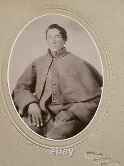 6x9 Wolever Cabinet Photo Civil War Soldier Greatcoat Uniform Infantry Indiana