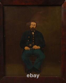 8x10 Hand Colored Portrait Of CIVIL War Soldier John Ludlum, Framed