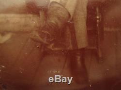Antique CIVIL War Era Tintype Young Man Soldier Vet Striped Pants Album Photo