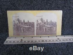 ANTIQUE CIVIL WAR STEREOWVIEW CARD, SOLDIERS at CAMP FORTRESS, BLACK SERVANTS