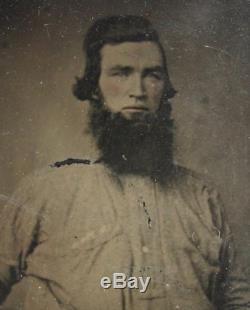 ARMED CONFEDERATE SOLDIER CIRCA 1860's CIVIL WAR 6TH PLATE TINTYPE withPARTIAL ID