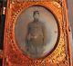 ARMED VINTAGE CIVIL WAR SOLDIER AMBROTYPE PHOTOGRAPH WithUNION CASE
